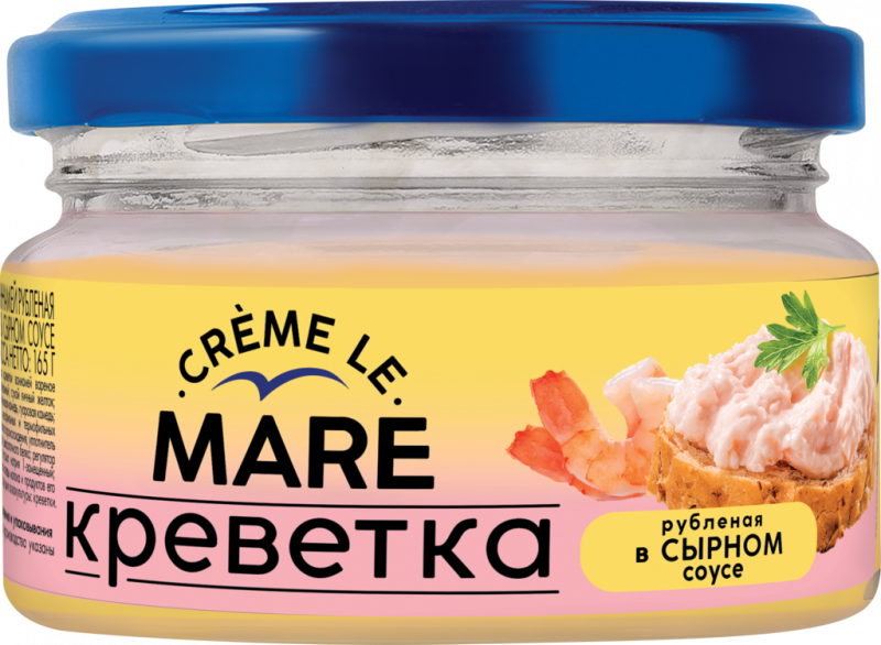 Креветка рубленая БАЛТИЙСКИЙ БЕРЕГ Creme le Mare, ваннамей в сырном соусе, 165г