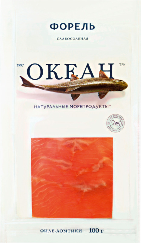 Форель слабосоленая ОКЕАН филе-ломтики, 100г Форель слабосоленая ОКЕАН филе-ломтики, 100г