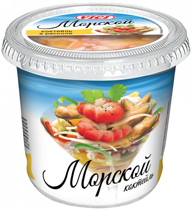 Коктейль из морепродуктов VICI Морской с креветками (имитация) в рассоле, 400г