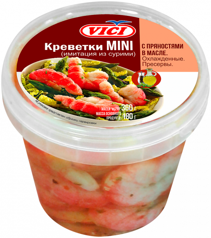 Креветки (имитация) VICI Mini с пряностями в масле, 360г