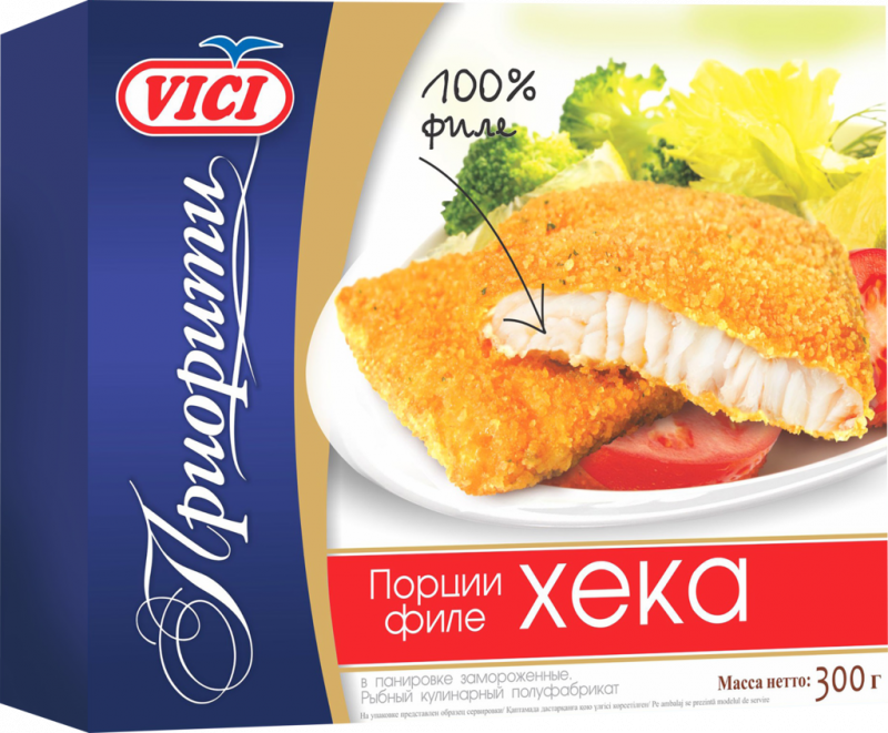 Хек замороженный VICI Приорити, филе в панировке, 300г Хек замороженный VICI Приорити, филе в панировке, 300г