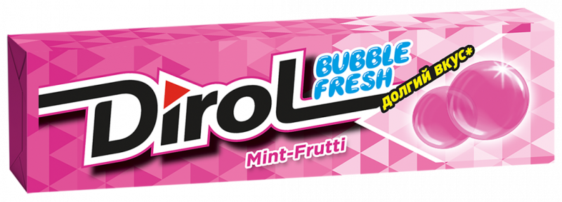 Жевательная резинка DIROL Bubble Fresh Мята и фрукты, 13,6г