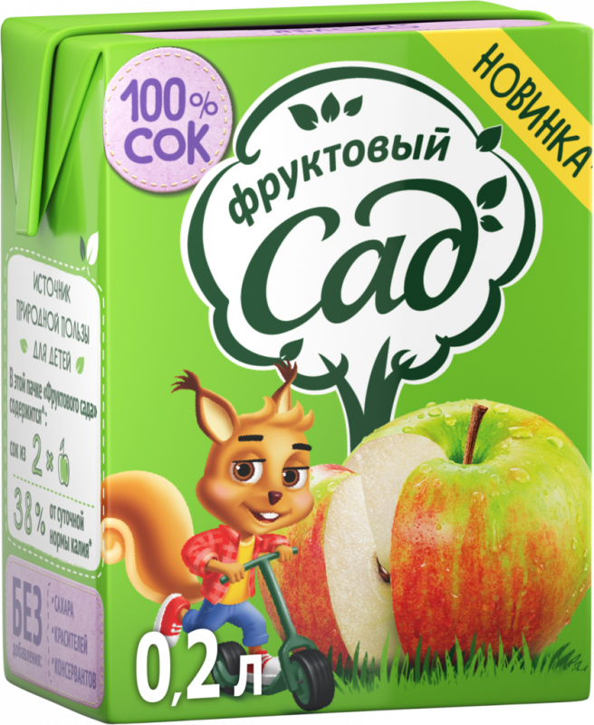 Сок ФРУКТОВЫЙ САД Яблоко осветленный, 0.2л