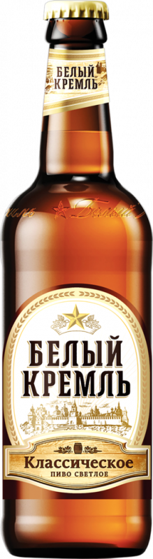 Пиво светлое БЕЛЫЙ КРЕМЛЬ Классическое фильтрованное, пастеризованное, 4,8%, 0.5