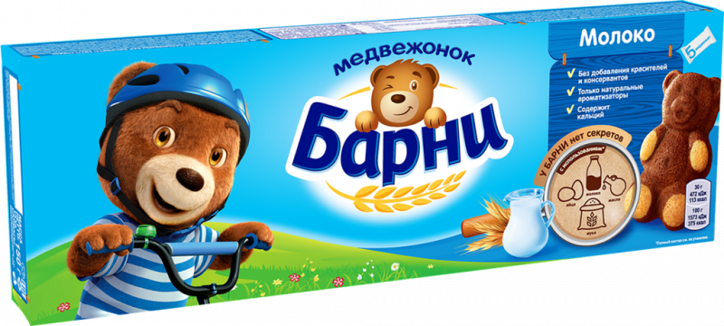 Пирожное бисквитное МЕДВЕЖОНОК БАРНИ с молочной начинкой, 5х30г Пирожное бисквитное МЕДВЕЖОНОК БАРНИ с молочной начинкой, 5х30г