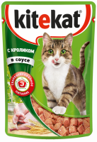 Корм консервированный для кошек KITEKAT с сочными кусочками кролика в соусе, 85г