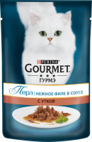 Корм консервированный для взрослых кошек GOURMET Перл Нежное филе с уткой в соусе, 85г