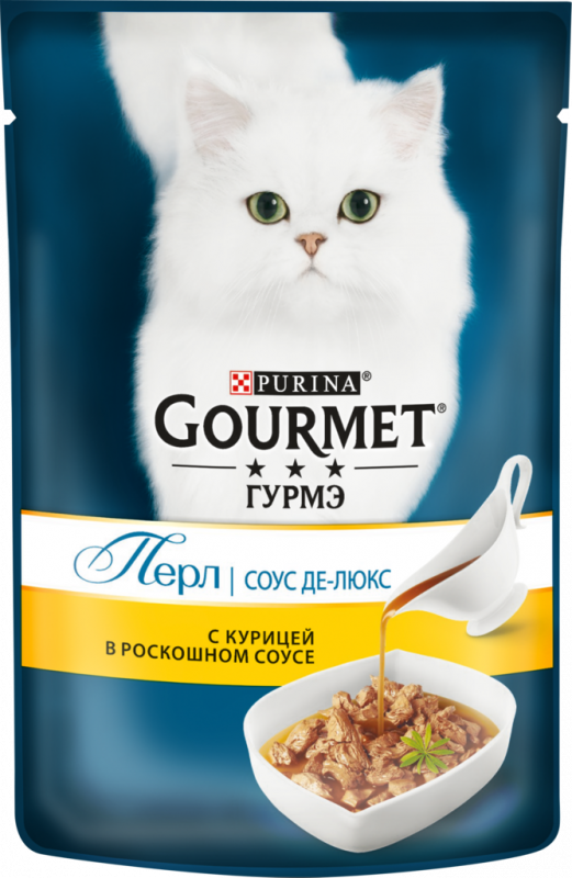 Корм консервированный для взрослых кошек GOURMET Перл Соус Де-люкс с курицей в роскошном соусе, 85г Корм консервированный для взрослых кошек GOURMET Перл Соус Де-люкс с курицей в роскошном соусе, 85г