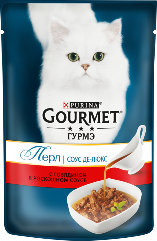 Корм консервированный для взрослых кошек GOURMET Перл Соус Де-люкс с говядиной в роскошном соусе, 85г Корм консервированный для взрослых кошек GOURMET Перл Соус Де-люкс с говядиной в роскошном соусе, 85г