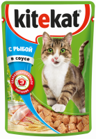 Корм консервированный для кошек KITEKAT с сочными кусочками рыбы в соусе, 85г