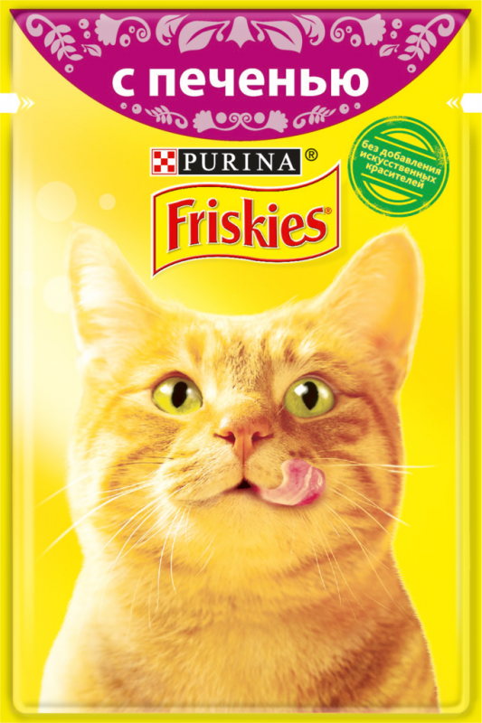 Корм консервированный для взрослых кошек FRISKIES с печенью в подливе, 85г