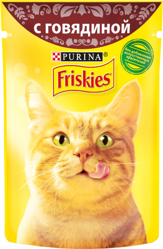 Корм консервированный для взрослых кошек FRISKIES с говядиной в подливе, 85г