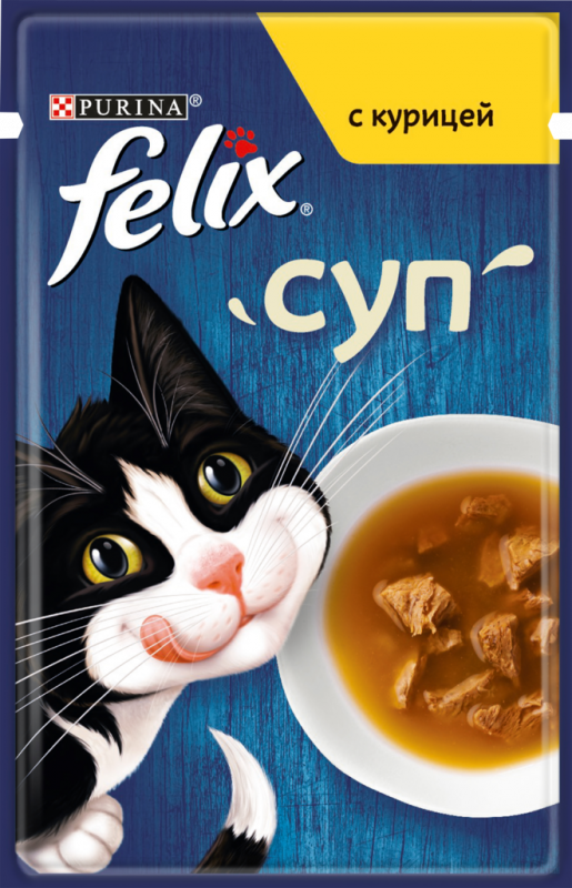 Корм консервированный для взрослых кошек FELIX Суп с курицей, 48г Корм консервированный для взрослых кошек FELIX Суп с курицей, 48г