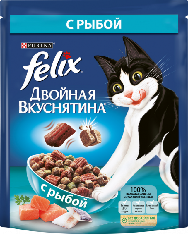 Корм сухой для взрослых кошек FELIX Двойная Вкуснятина с рыбой, 300г