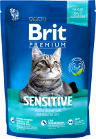 Корм сухой для кошек BRIT Premium Cat Sensitive, c чувствительным пищеварением, 800г