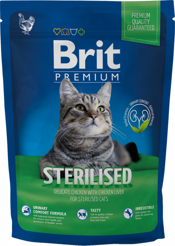 Корм сухой для кошек BRIT Premium Cat Sterilised, для кастрированных, 1,5кг