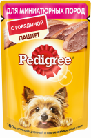 Корм консервированный для взрослых собак PEDIGREE паштет с говядиной, для миниатюрных пород, 80г