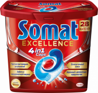 Капсулы для посудомоечной машины SOMAT Excellence 4в1, 28шт