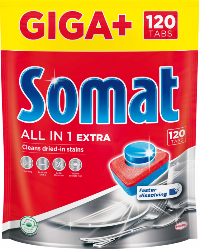 Таблетки для посудомоечной машины SOMAT All in 1 Extra, 120шт