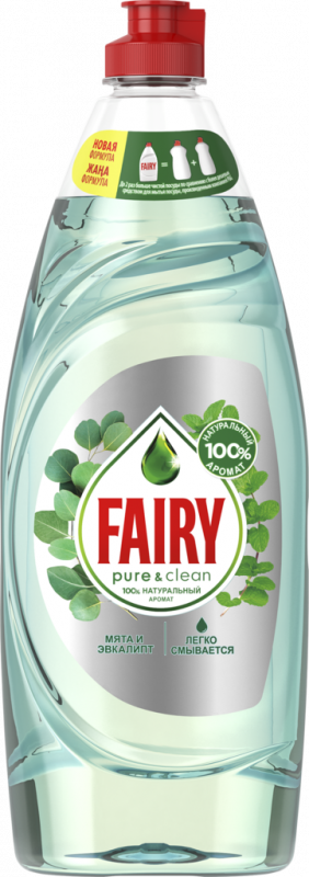 Средство для мытья посуды FAIRY Pure&Clean Мята и Эвкалипт, 650мл