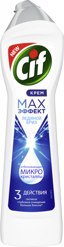 Средство для чистки CIF Крем Max эффект Глубокое и бережное очищение Ледяной бриз, 450мл Средство для чистки CIF Крем Max эффект Глубокое и бережное очищение Ледяной бриз, 450мл