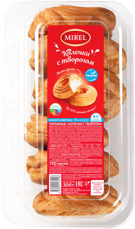 Пирожные MIREL Колечки с творогом, 6х50г Пирожные MIREL Колечки с творогом, 6х50г