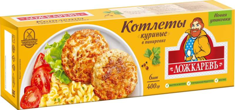 Котлеты ЛОЖКАРЕВЪ Куриные, 400г