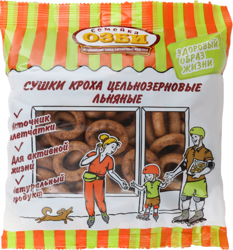 Сушки СЕМЕЙКА ОЗБИ Кроха цельнозерновые льняные, 200г Сушки СЕМЕЙКА ОЗБИ Кроха цельнозерновые льняные, 200г