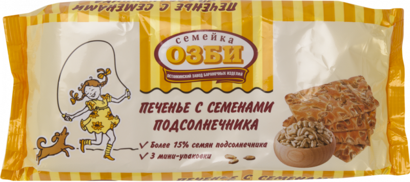 Печенье затяжное СЕМЕЙКА ОЗБИ с семенами подсолнечника, 180г Печенье затяжное СЕМЕЙКА ОЗБИ с семенами подсолнечника, 180г