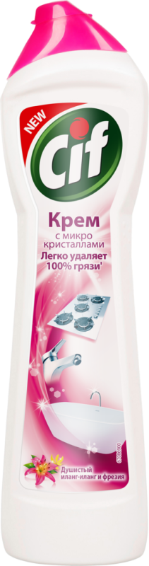 Крем для чистки CIF Розовая свежесть Душистый иланг-иланг и фрезия, 500мл Крем для чистки CIF Розовая свежесть Душистый иланг-иланг и фрезия, 500мл
