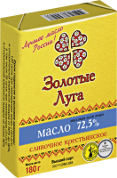 Масло сливочное ЗОЛОТЫЕ ЛУГА Крестьянское 72,5% высший сорт, без змж, 180г