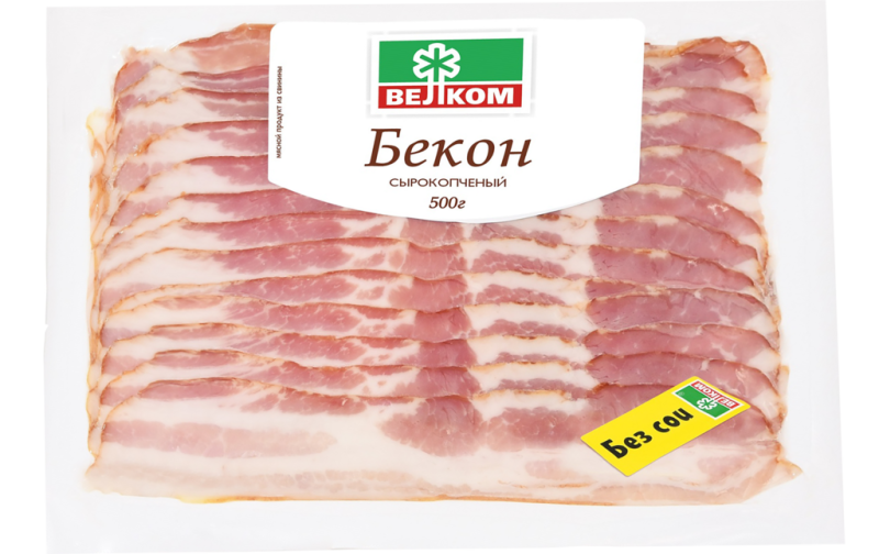 Бекон сырокопченый ВЕЛКОМ, нарезка, 500г