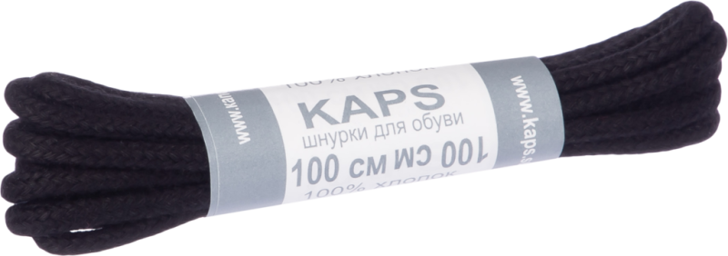 Шнурки круглые KAPS вощеные средние, черные, 100см