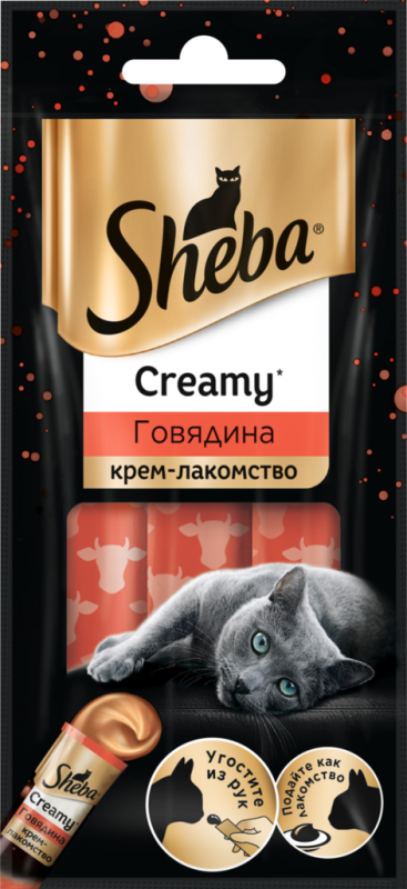 Крем-лакомство для кошек SHEBA Creamy с говядиной, 3x12г