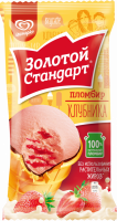 Мороженое ЗОЛОТОЙ СТАНДАРТ Пломбир клубника, без змж, вафельный стаканчик, 85г
