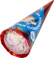 Мороженое ГОСТОВСКИЙ Пломбир двуслойный ванильный, с ароматом черники, без змж, вафельный рожок, 70г
