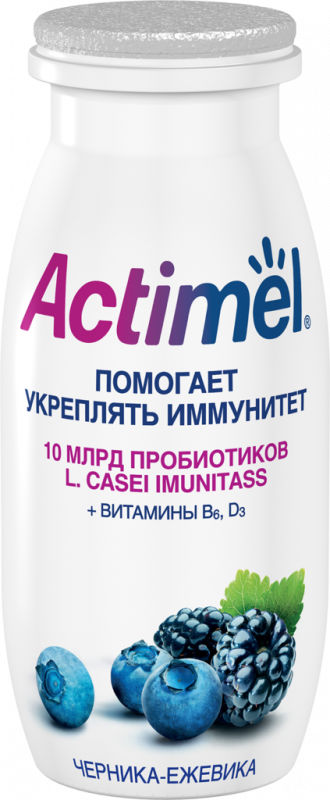 Продукт кисломолочный ACTIMEL Черника, ежевика 2,5%, без змж, 100г