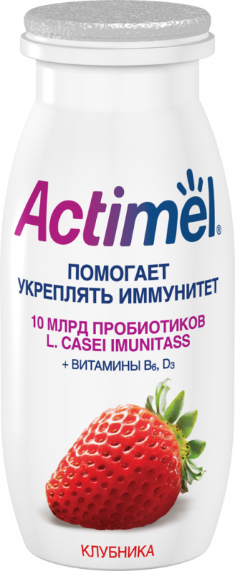 Продукт кисломолочный ACTIMEL Клубника 2,5%, без змж, 100г